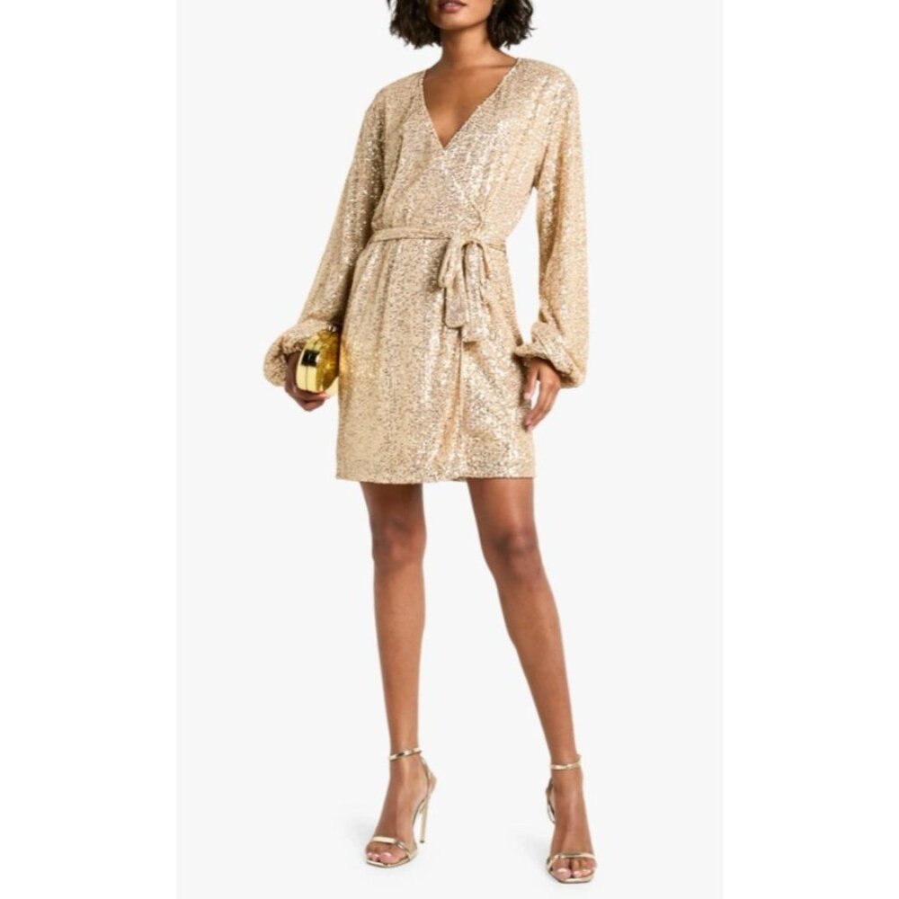 Boston Proper Sequin Sheath Dress M Medium GOLD Party Wedding Cruise NEW